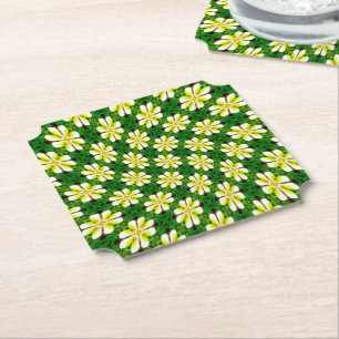 Yellow Frangipani Pattern Paper Coaster