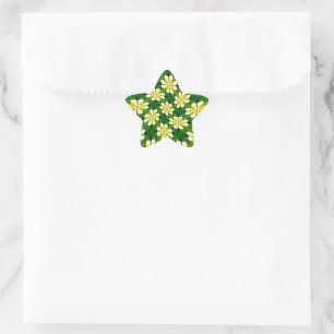 Yellow Frangipani Pattern Star Sticker