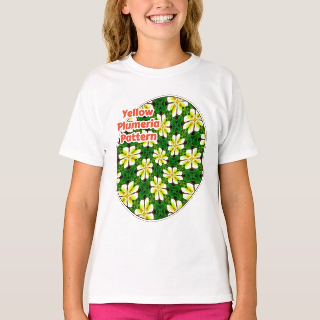 Yellow Frangipani Pattern T-Shirt (Front)