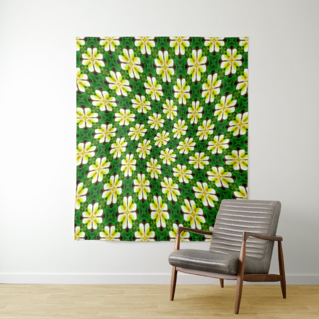 Yellow Frangipani Pattern Tapestry (In Situ)