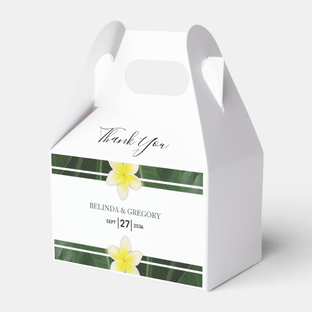 Yellow Frangipani Plumeria Wedding Favour Box (Front Side)