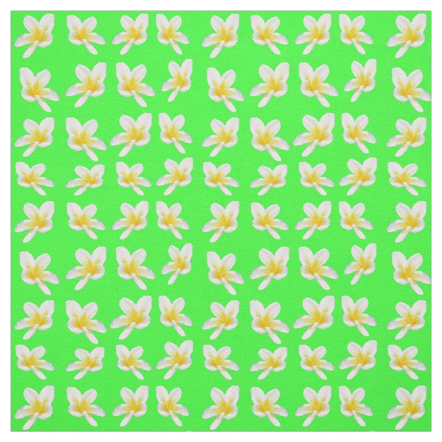 Yellow Frangipanis On Green, Fabric (Swatch)
