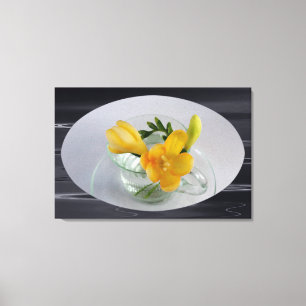 Yellow freesia buds canvas print