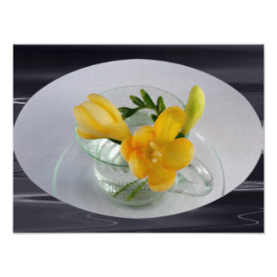 Yellow freesia buds photo print