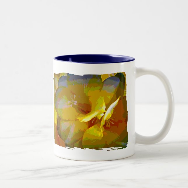 Yellow Freesia Digital Manipulation Two-Tone Coffee Mug (Right)