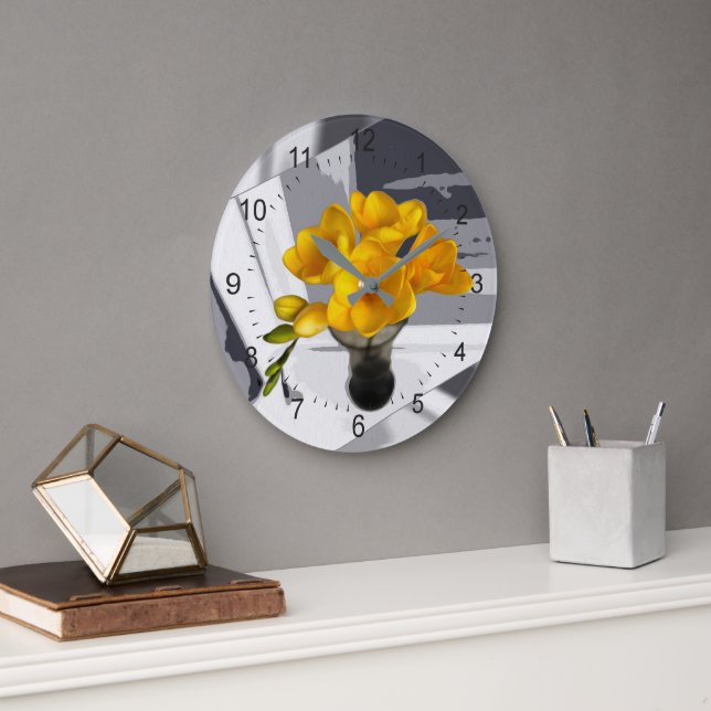 Yellow freesia large clock (Office)