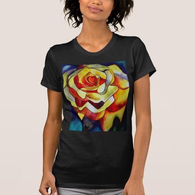 Yellow Freesia watercolor original art flower T-Shirt (Front)