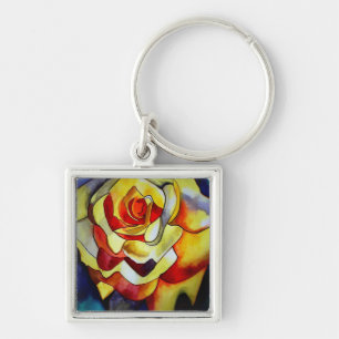 Yellow Freesia watercolor original flower Key Ring