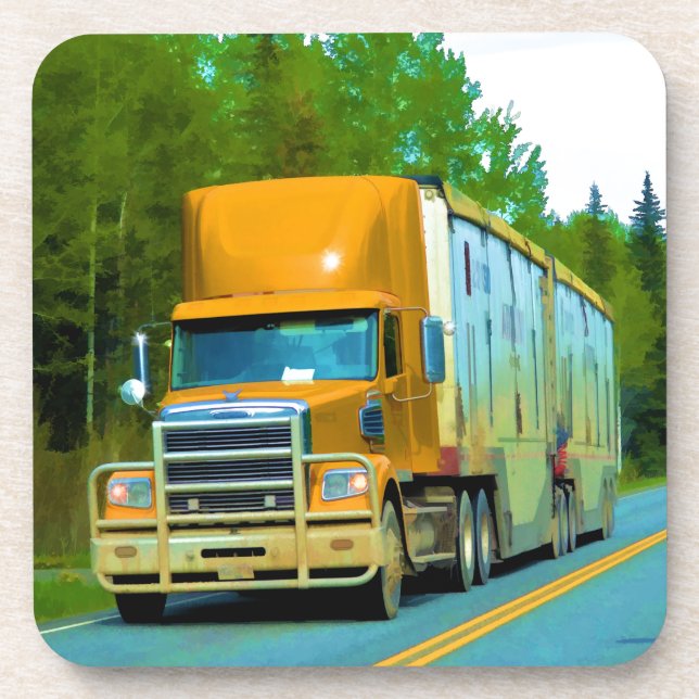 Yellow Freight Truck for Truckers & Truck-Lovers Coaster (Front)