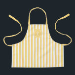 Yellow French Beach Stripe Personalised Monogram  Apron<br><div class="desc">Pale sunshine yellow French beach cabin inspired stripe with hand script font monogram kids apron . Personalise with your own initial. Matching accessories available in our French Beach Cabin Collection.</div>