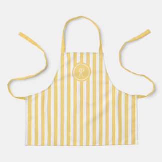 Yellow French Beach Stripe Personalised Monogram  Apron