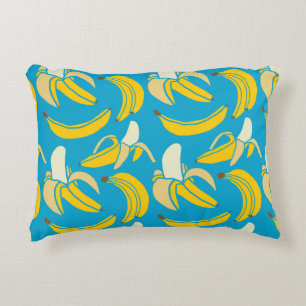 yellow fresh fruit tropical banana seamless patter decorative cushion