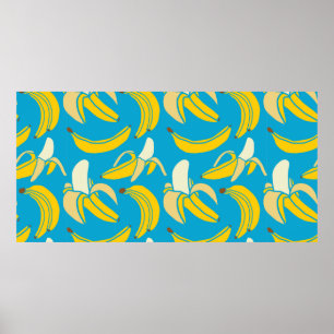 yellow fresh fruit tropical banana seamless patter poster