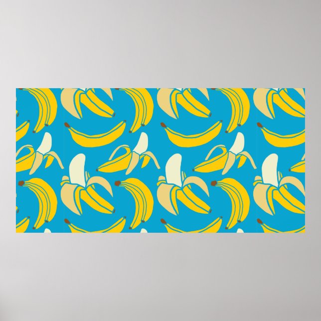 yellow fresh fruit tropical banana seamless patter poster (Front)