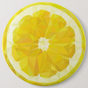 Yellow fresh sour lemon slice modern 6 cm round badge