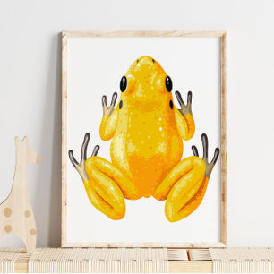 Yellow Frog Digital Print   Frog Wall Print