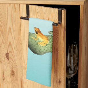 Yellow Frog on Lotus Leaf Tea Towel