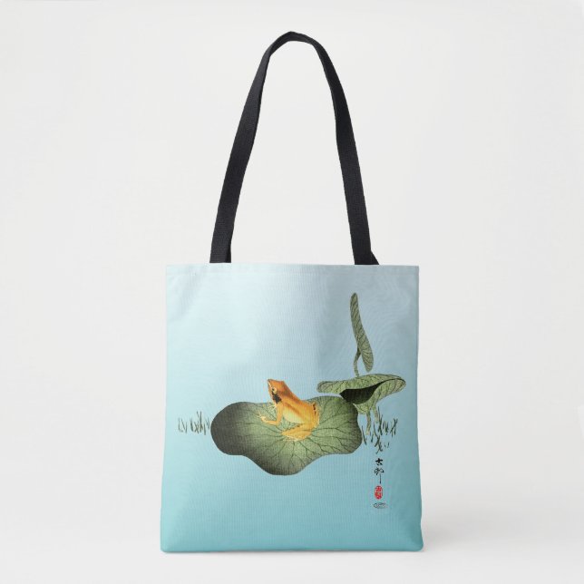 Yellow Frog on Lotus Leaf Tote Bag (Front)