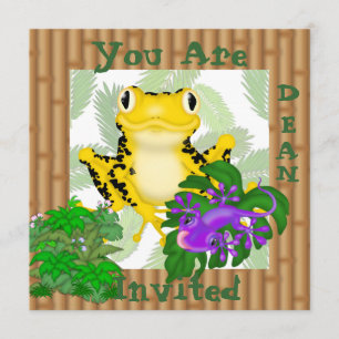 YELLOW FROG WITH LIZARD CUTE Kids Invitation