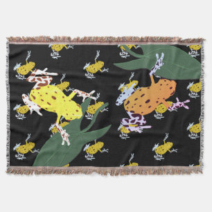 Yellow Frogs Throw Blanket