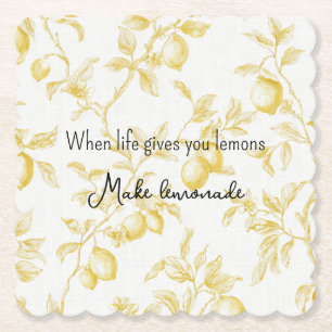 Yellow Fruit Lemons Make Lemonade Paper Coaster