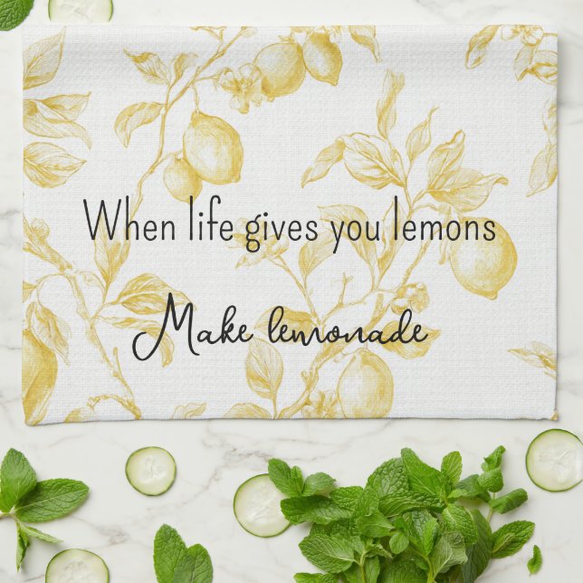 Yellow Fruit Lemons Make Lemonade Tea Towel (Folded)