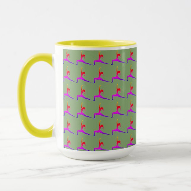 Yellow  'Fun Yoga Designs' Combo Coffee Mug/ Cup (Left)