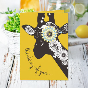 Yellow Funky Cool Giraffe Humourous Thinking of Yo Card