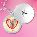 Yellow Furever In My Heart Paw Print Pet Photo Locket Necklace<br><div class="desc">This Furever In My Heart memorial keepsake features a red textured heart outlined in faux glitter on a pastel yellow paw print background. Perfect for cat or dog lovers. Add your own photo and update the name. All text is customisable.</div>