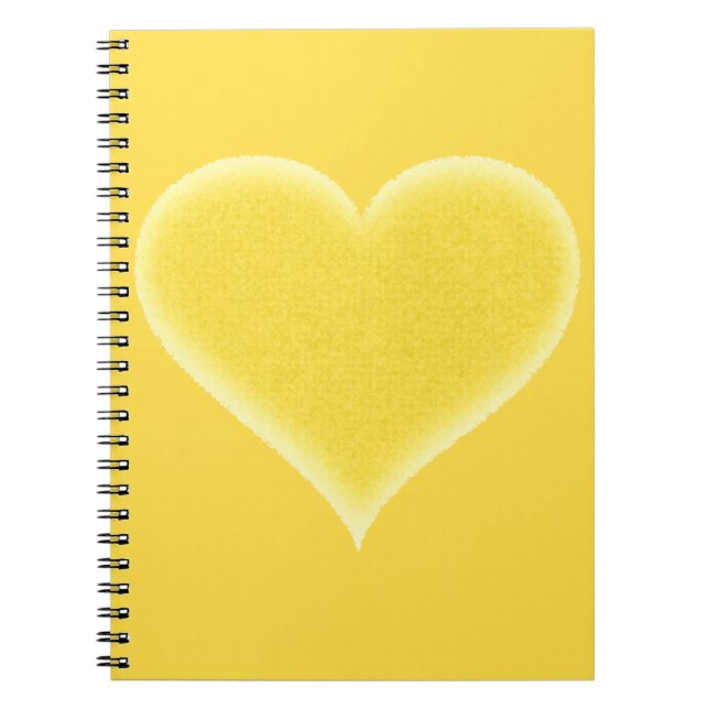 Yellow Fuzzy Heart Customisable Notebook (Front)