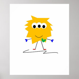 Yellow Fuzzy Monster Poster