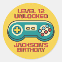 Yellow Gamer Level Unlocked Retro Gaming Birthday