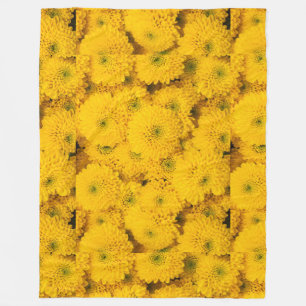 Yellow garden asters mums chrysanthemums flower fleece blanket