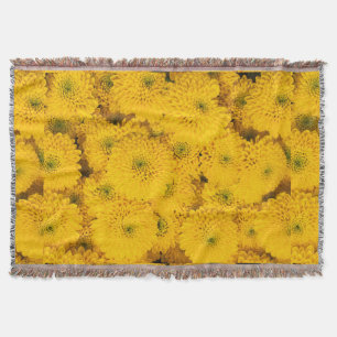 Yellow garden asters mums chrysanthemums flower throw blanket