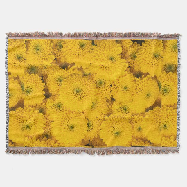 Yellow garden asters mums chrysanthemums flower  throw blanket (Front)