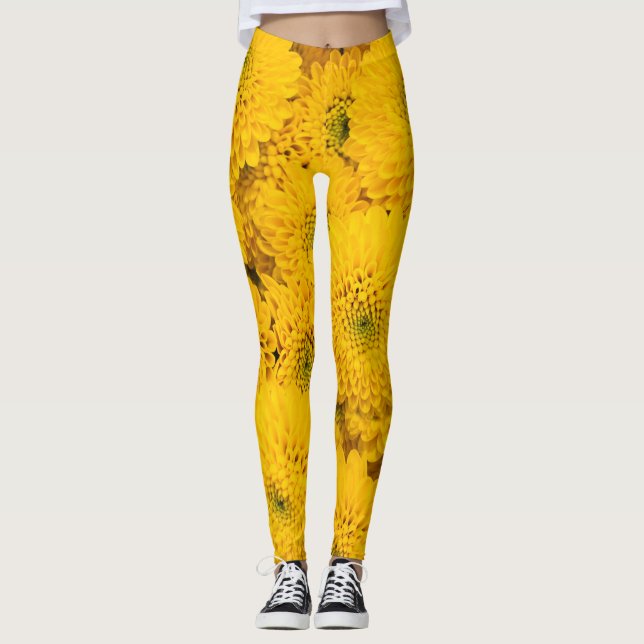 Yellow garden asters Perfect colour summer flower  Leggings (Front)