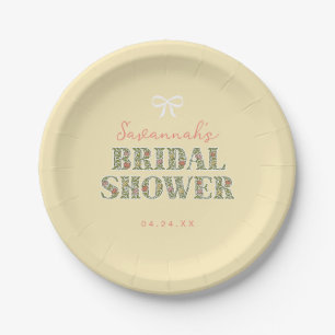 Yellow Garden Floral Bridal Shower Paper Plate