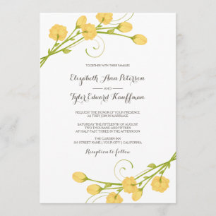 Yellow Garden Roses - Wedding Invitation