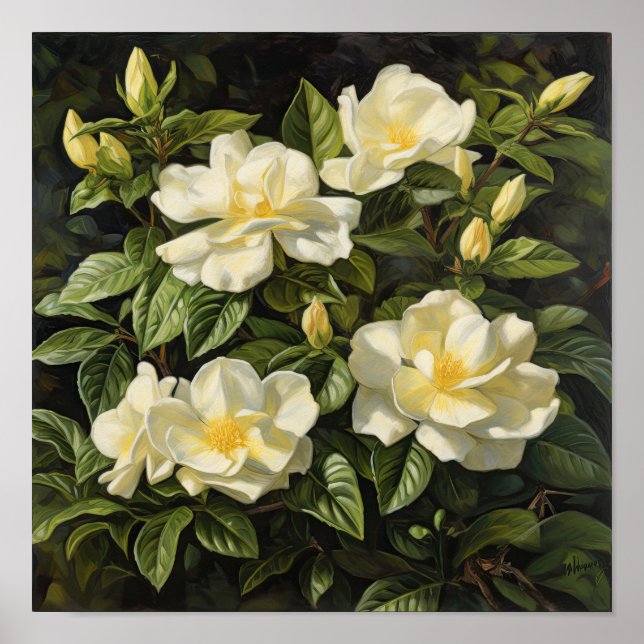 Yellow Gardenia Flowers Art Print Poster (Front)