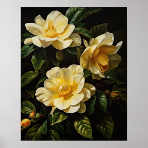 Yellow Gardenia Flowers Art Print Poster