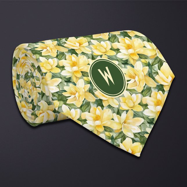 Yellow Gardenias Floral  Tie (Creator Uploaded)