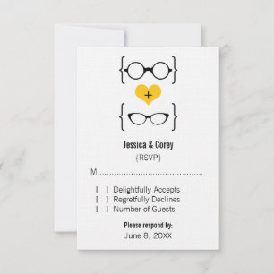 Yellow Geeky Glasses Response Card