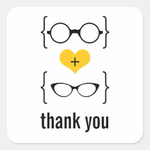 Yellow Geeky Glasses Thank You Stickers