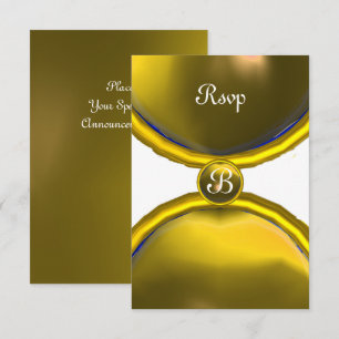 YELLOW GEM GOLD MAGIC RINGS MONOGRAM rsvp Invitation