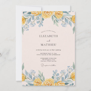 Yellow Gentle Floral Romance Wedding Invitation