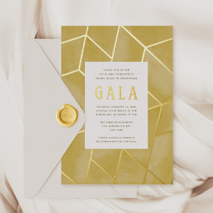 Yellow Geometric Gala Gold Foil Invitation