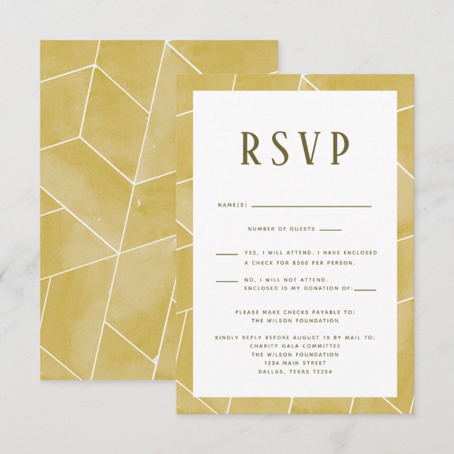 Yellow Geometric Gala RSVP Card (Front/Back)
