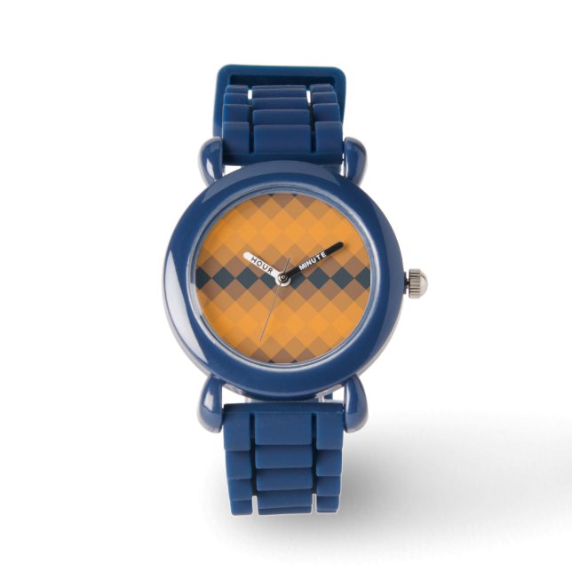 Yellow, geometric, lively, abstract trendy pattern watch (Front)