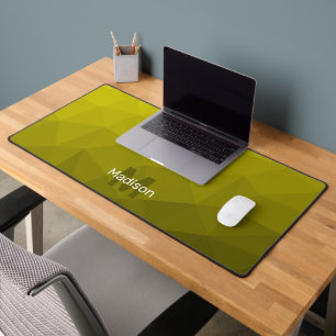 Yellow Geometric Mesh Pattern monogram Desk Mat