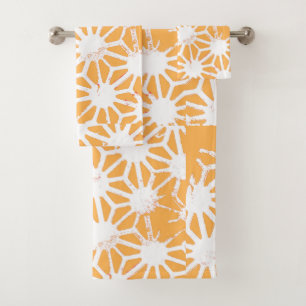 Yellow geometric pattern bath towel set